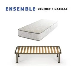 Matelas 120x190 + Sommier Démonté + Pieds + Protège Matelas Offerts...