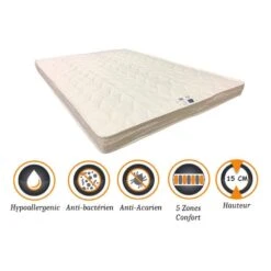 Matelas Très Ferme + Alèse 90x200 X 15 Cm - 5 Zones De Confort - Ame...