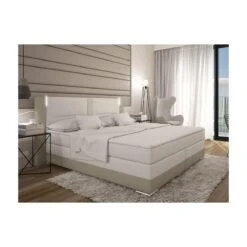 Ensemble Boxspring Complet Tête De Lit Avec Leds + Sommiers + Matelas...