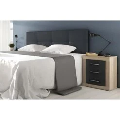 Ensemble De TĂȘte De Lit CapitonnĂ©e + 2 Chevets Coloris ChĂȘne Cambri...