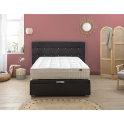 Ensemble Lit Coffre Epeda HERCULE 2 En 1 - Velours Gris Béton 180x200...