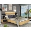 Lit Avec Chevets 140 X 190 Cm - 2 Tiroirs - Avec LEDs - Coloris : Natu...