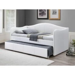 Lit Banquette Gigogne MATHILDE - 2 X 90 X 190 Cm - Simili - Blanc