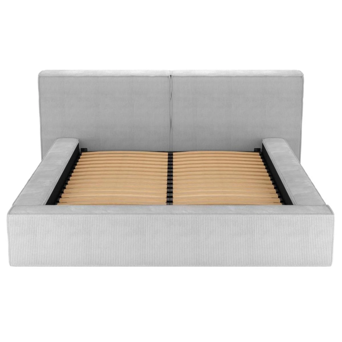 Lit Coffre 180 X 200 Cm - Velours Côtelé - Gris Clair - TIMANO – Image 3