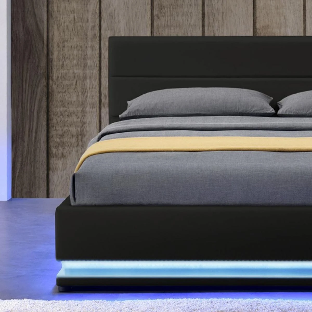 Lit Led Avec Coffre De Rangement AVA - Noir - 140x190 â Image 5
