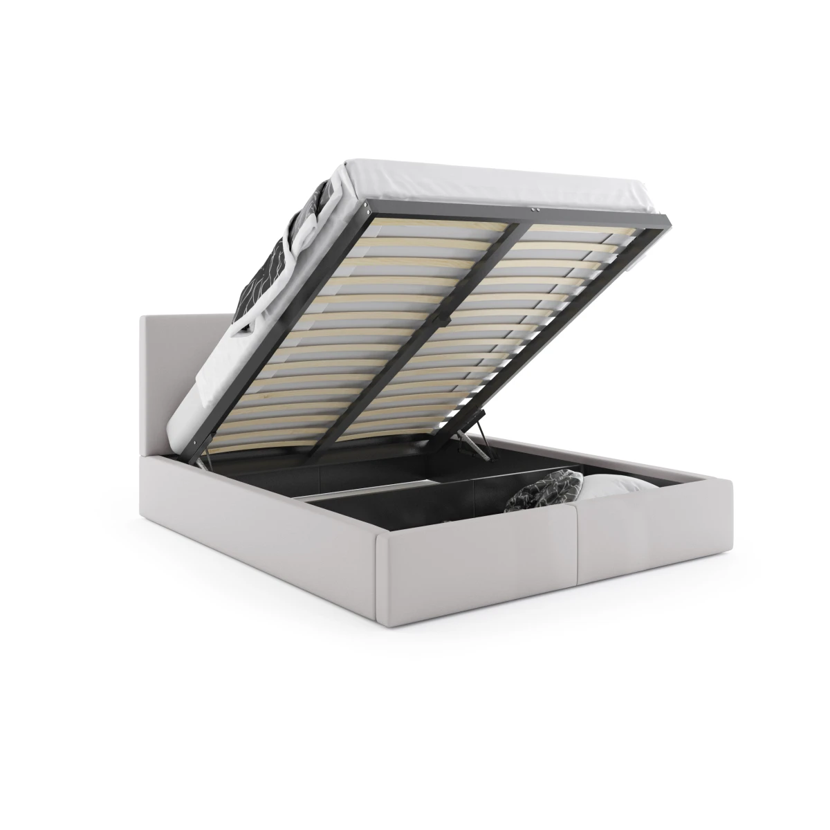 Lit Rembourré Hilton Avec Rangement 180x200 En Gris Clair – Image 5