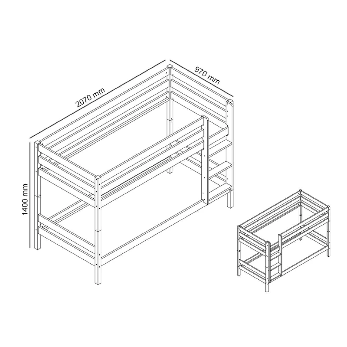 Lit Superposé Morianne 90x200 Cm Blanc Sans Sommier – Image 4