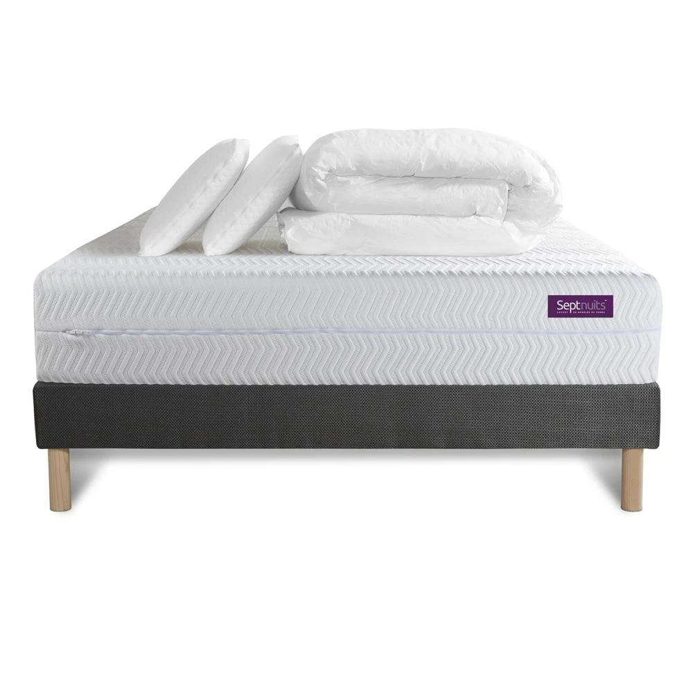 PACK Matelas + Sommier Gris 140x200 Memo Bio Mousse à Mémoire De Fo... – Image 2