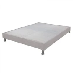 Sommier Tapissier + Jeu De Pieds 160x200 Omega Tissu Lin 2x18 Lattes