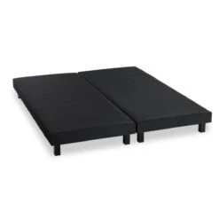 Sommiers Tapissiers A Lattes X 2 - 160 X 200 - Bois Massif Noir + Pied...