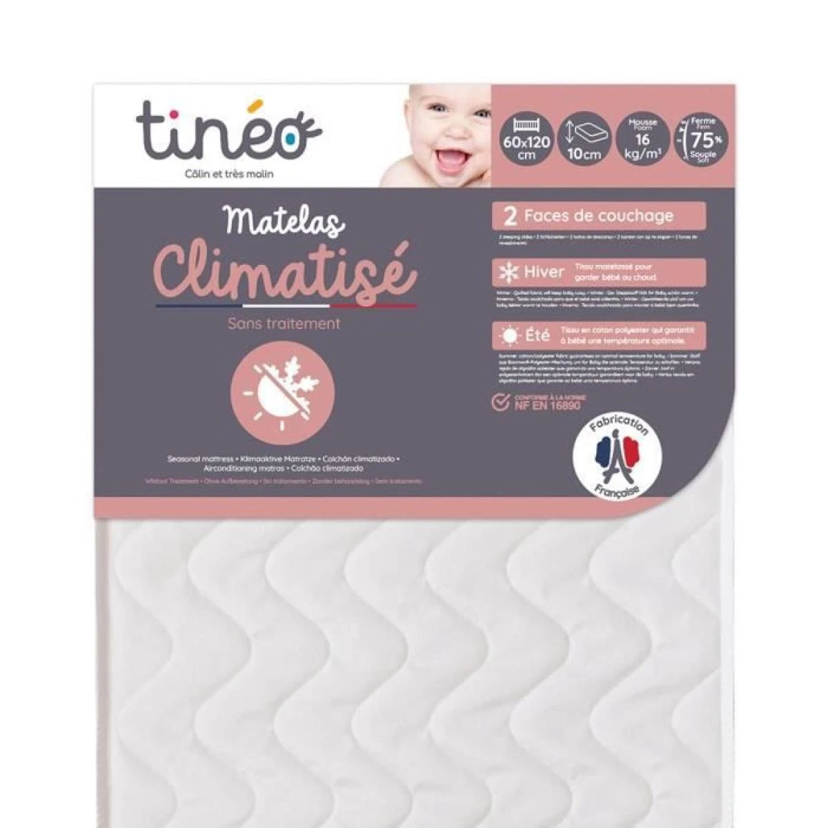 TINEO Matelas Bébé Climatisé 60x120 Cm – Image 2