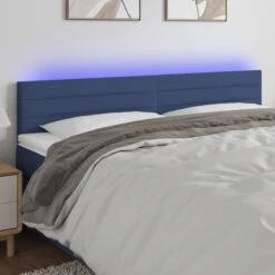 VidaXL Tête De Lit à LED Bleu 200x5x78/88 Cm Tissu