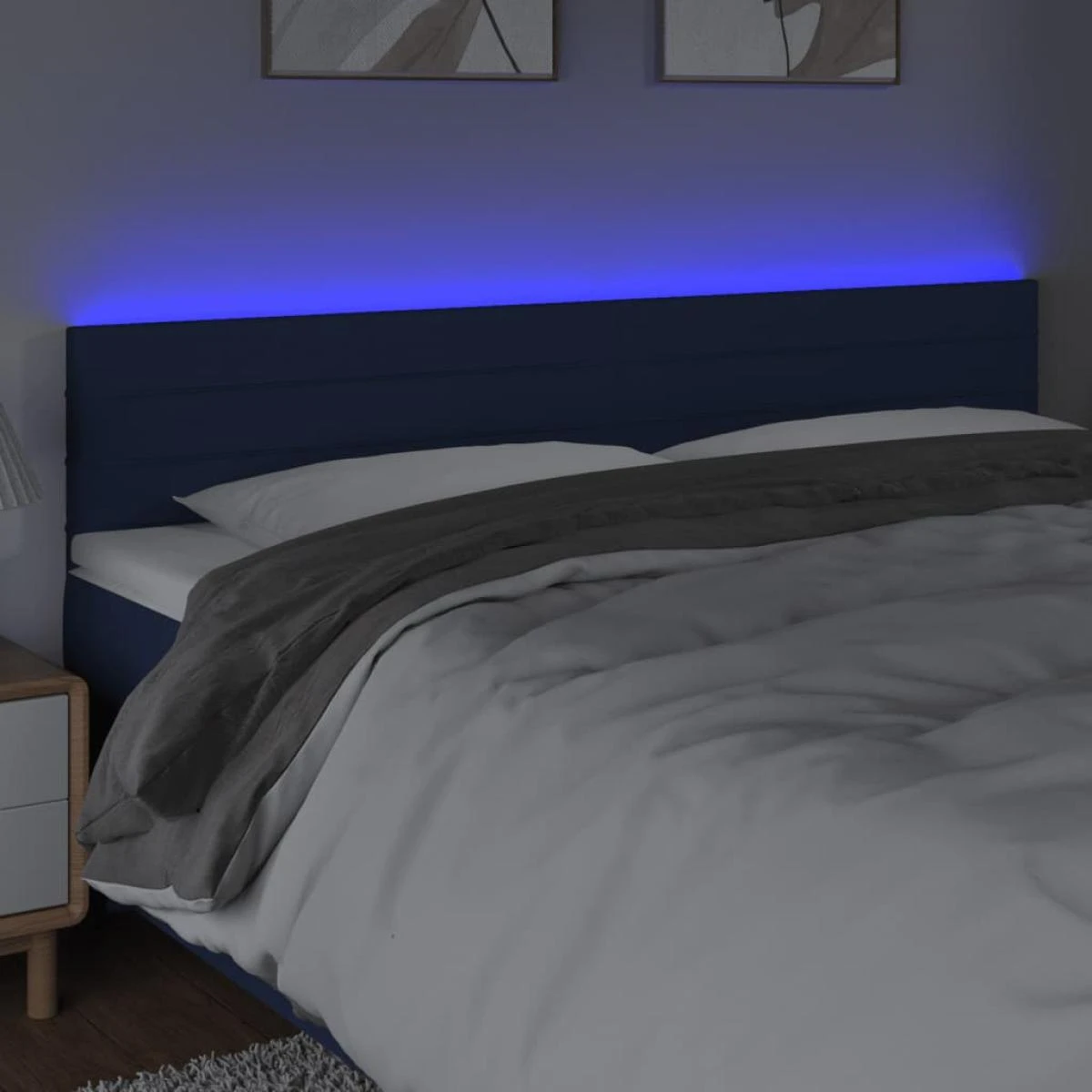 VidaXL Tête De Lit à LED Bleu 200x5x78/88 Cm Tissu – Image 2