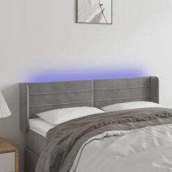 VidaXL Tête De Lit à LED Gris Clair 147x16x78/88 Cm Velours