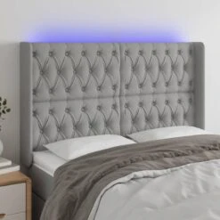 VidaXL Tête De Lit à LED Gris Clair 163x16x118/128 Cm Tissu