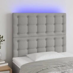 VidaXL TĂȘte De Lit Ă LED Gris Clair 90x5x118/128 Cm Tissu