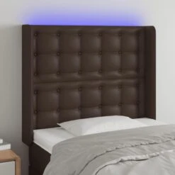 VidaXL Tête De Lit à LED Marron 83x16x118/128 Cm Similicuir