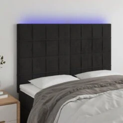 VidaXL TĂȘte De Lit Ă LED Noir 144x5x118/128 Cm Velours