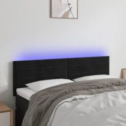 VidaXL TĂȘte De Lit Ă LED Noir 144x5x78/88 Cm Velours
