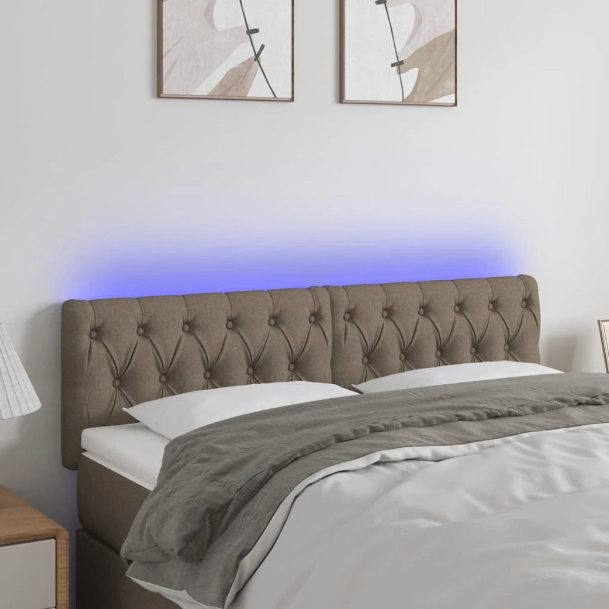 VidaXL Tête De Lit à LED Taupe 160x7x78/88 Cm Tissu