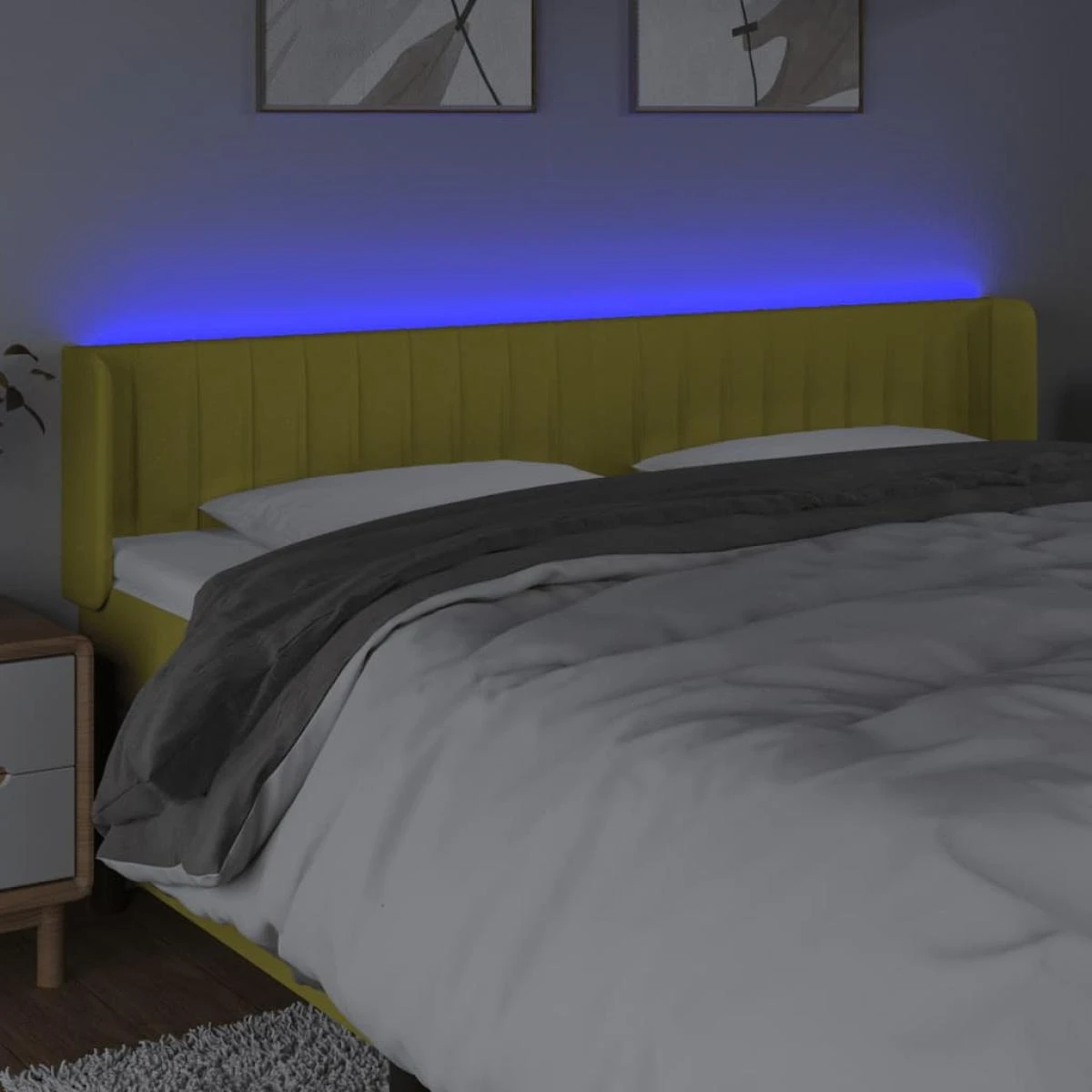 VidaXL Tête De Lit à LED Vert 183x16x78/88 Cm Tissu – Image 3