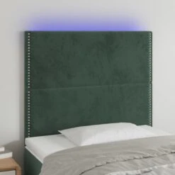 VidaXL TĂȘte De Lit Ă LED Vert FoncĂ© 100x5x118/128 Cm Velours
