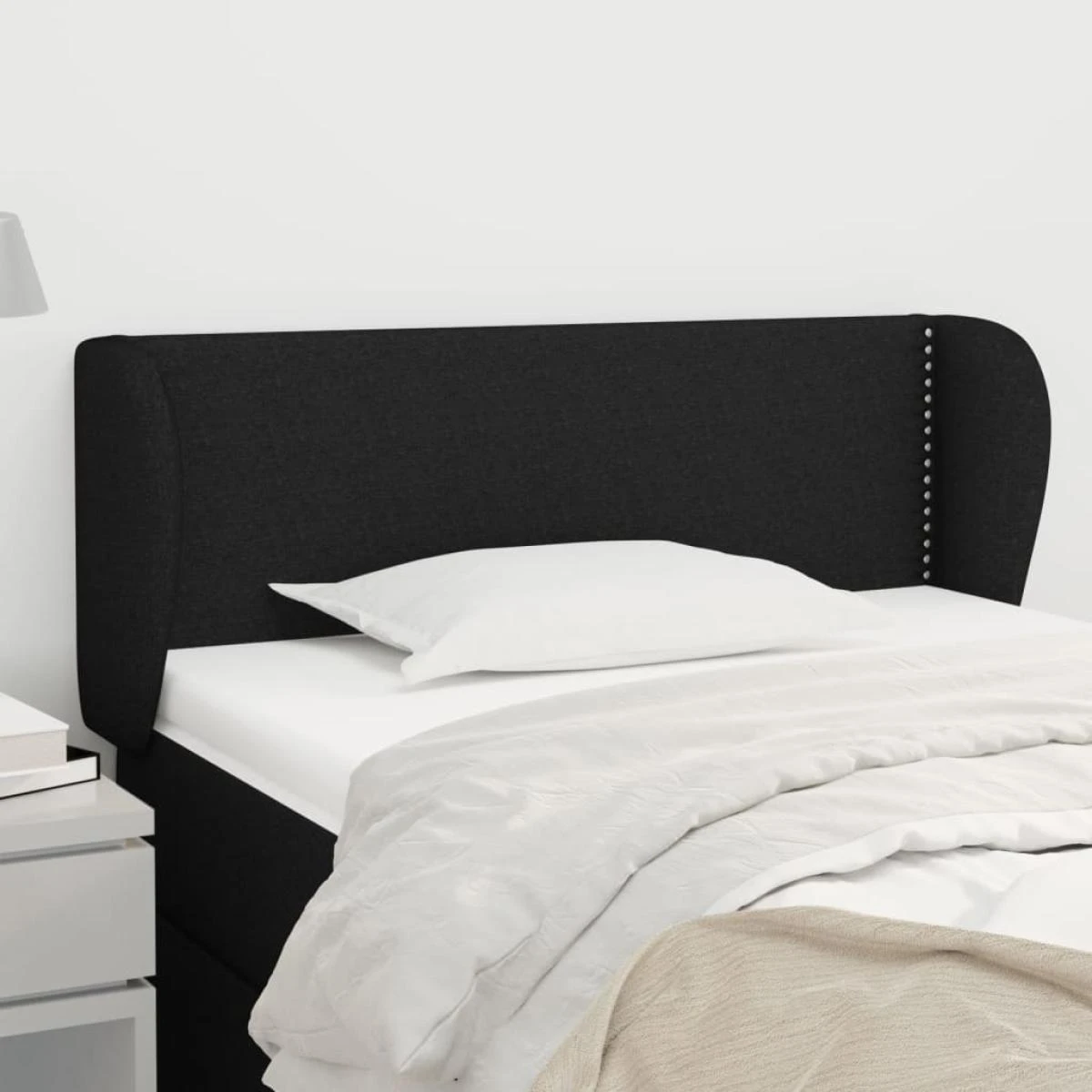 VidaXL TĂȘte De Lit Avec Oreilles Noir 103x23x78/88 Cm Tissu